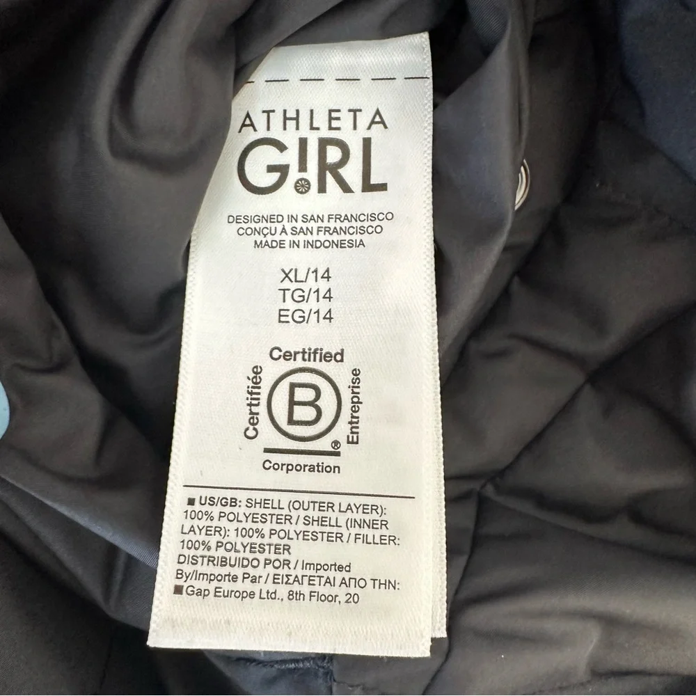 Athleta Girl Cool Days Black Jacket Faux Fur Size: 14